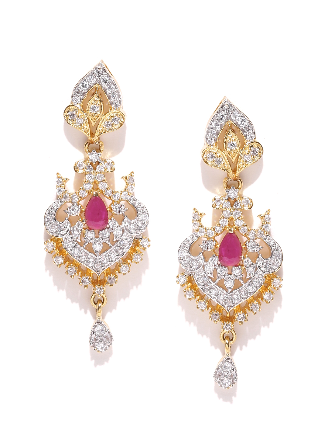 YouBella Gold-Toned  Silver-Toned Classic Drop Earrings